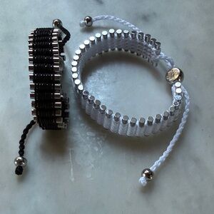 Elegant Black and Silver Bracelet Set